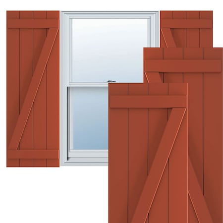 True Fit PVC, Four Board Joined Board-n-Batten Shutters W/Z-Bar, Colorful Leaves , 21 1/2W X 34H